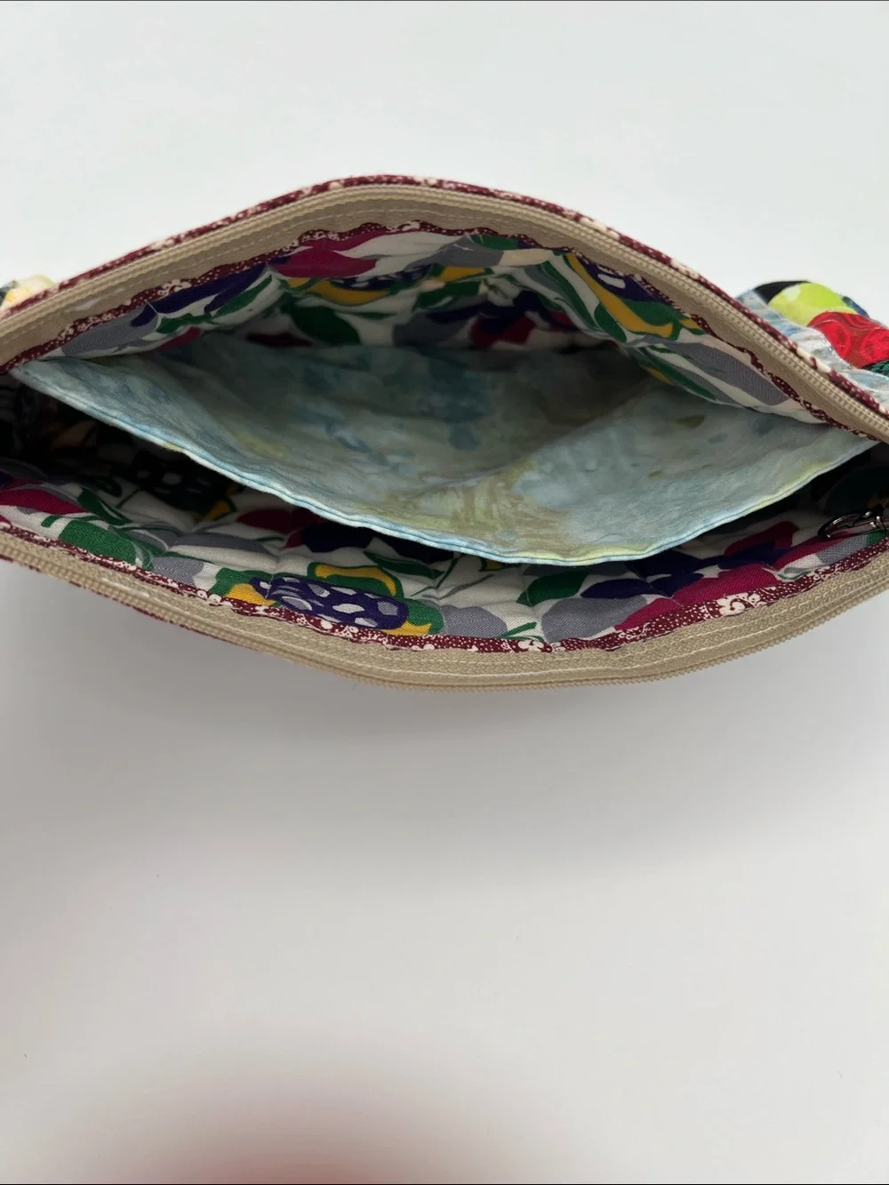 Handmade Scrappy Zippered Pouch with Inner Pocket for Makeup, Pencils and More!